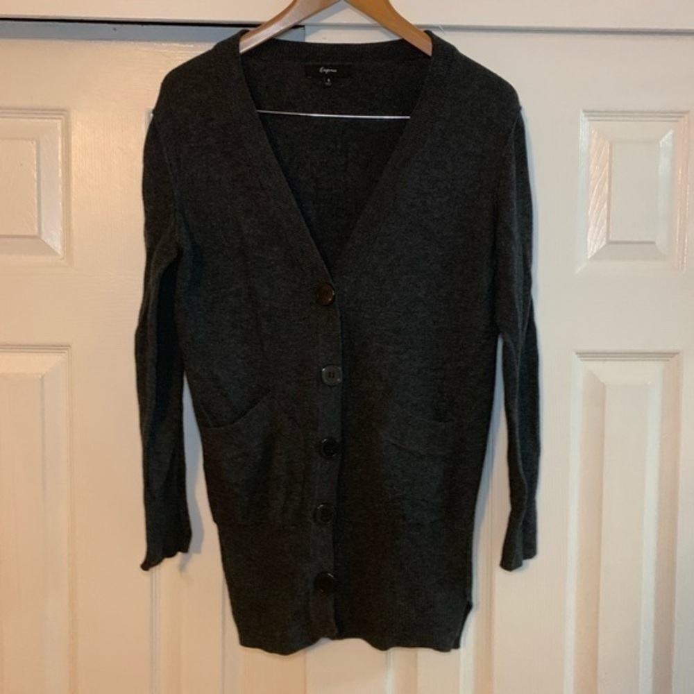 Express Long Dark Gray Cardigan w/ Pockets Small‎